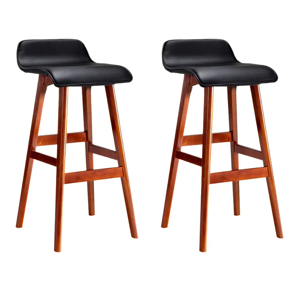 Artiss 2x Bar Stools Wooden Stool Black - Furniture > Bar Stools & Chairs