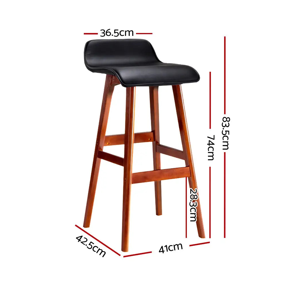 Artiss 2x Bar Stools Wooden Stool Black - Furniture > Bar Stools & Chairs