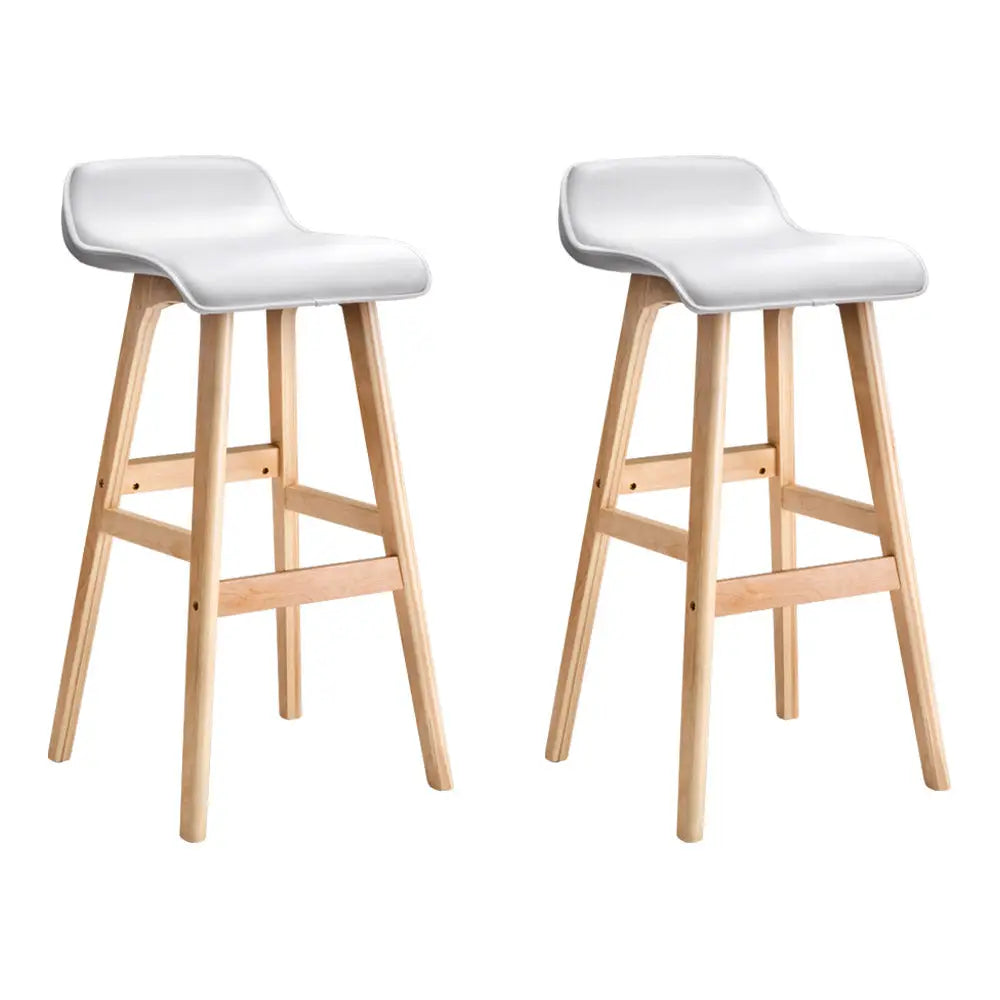 Artiss 2x Bar Stools Wooden Stool White - Furniture > Bar Stools & Chairs