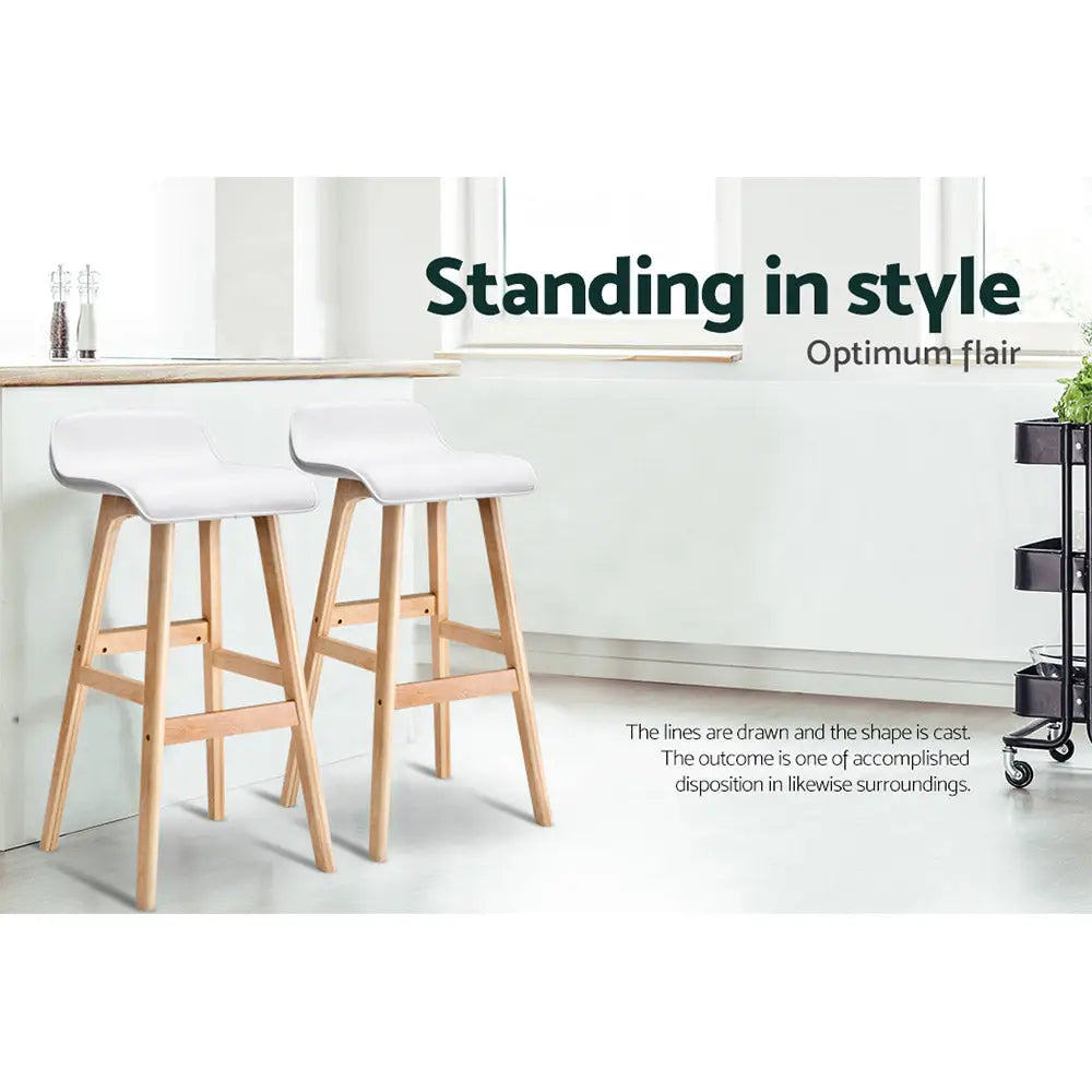 Artiss 2x Bar Stools Wooden Stool White - Furniture > Bar Stools & Chairs