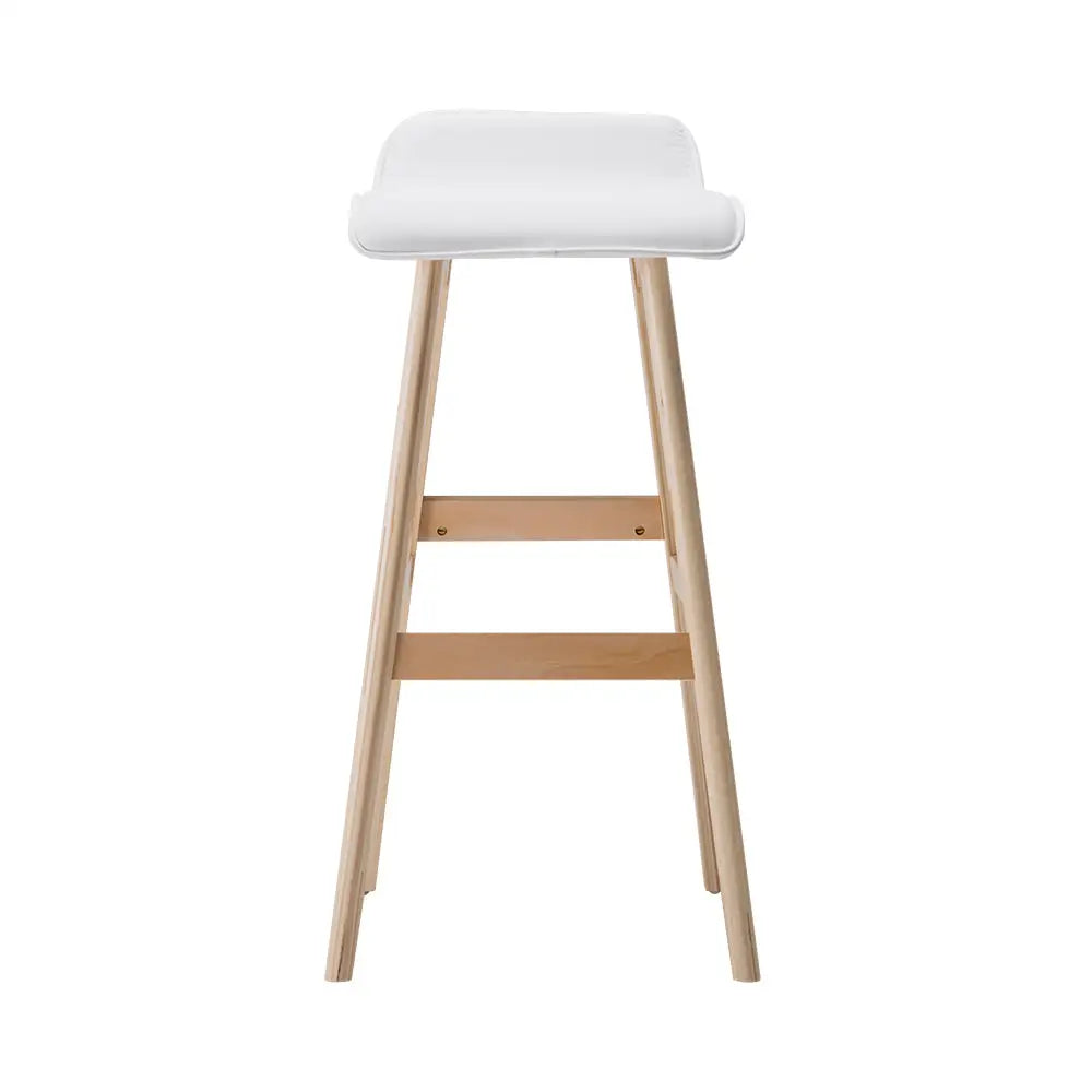 Artiss 2x Bar Stools Wooden Stool White - Furniture > Bar Stools & Chairs