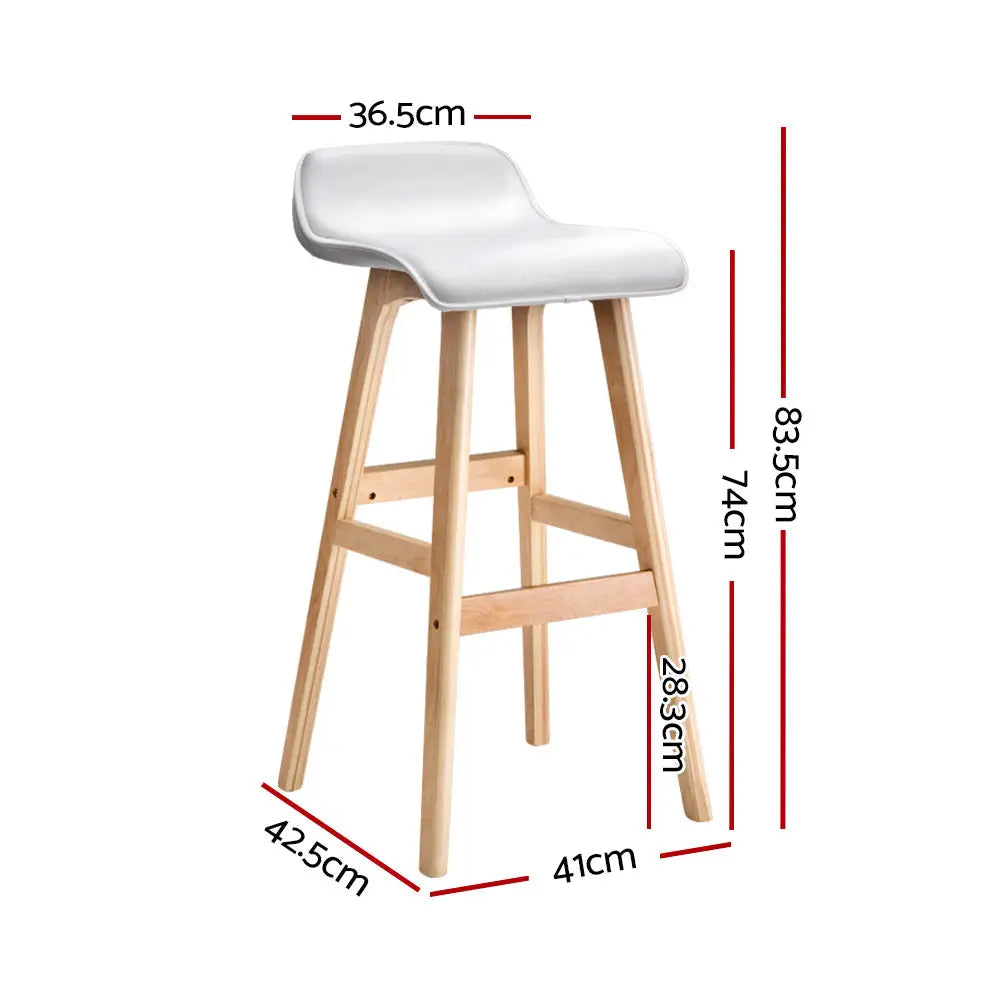 Artiss 2x Bar Stools Wooden Stool White - Furniture > Bar Stools & Chairs
