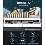 Artiss 2x Bed Frame Storage Drawers Trundle White - Furniture > Bedroom