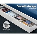 Artiss 2x Bed Frame Storage Drawers Trundle White - Furniture > Bedroom