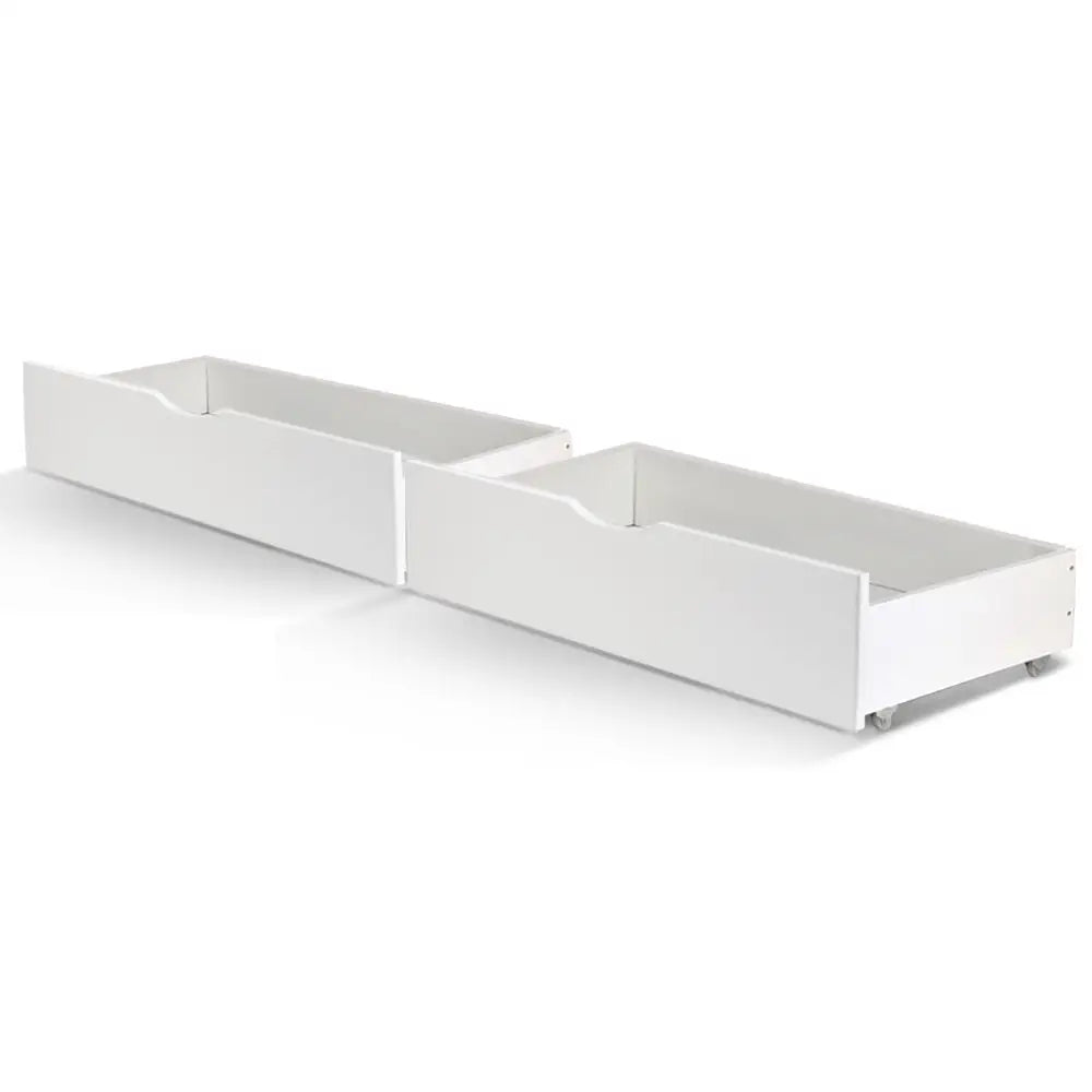 Artiss 2x Bed Frame Storage Drawers Trundle White - Furniture > Bedroom