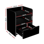 Artiss 2X Bedside Table 1 Drawer with Shelf - FARA Black - Furniture > Bedroom > Bedside Tables
