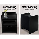 Artiss 2X Bedside Table 1 Drawer with Shelf - FARA Black - Furniture > Bedroom > Bedside Tables