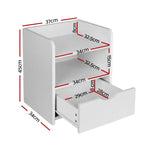 Artiss 2X Bedside Table 1 Drawer with Shelf - FARA White - Furniture > Bedroom > Bedside Tables
