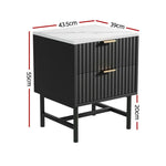 Artiss 2x Bedside Table 2 Drawers - Black - Furniture > Bedroom > Bedside Tables