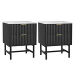 Artiss 2x Bedside Table 2 Drawers - Black - Furniture > Bedroom > Bedside Tables