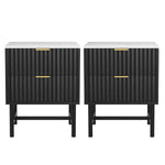 Artiss 2x Bedside Table 2 Drawers - Black - Furniture > Bedroom > Bedside Tables
