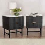 Artiss 2x Bedside Table 2 Drawers - Black - Furniture > Bedroom > Bedside Tables