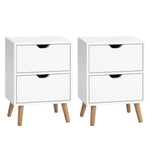 Artiss 2X Bedside Table 2 Drawers - BODEN White - Furniture > Bedroom > Bedside Tables