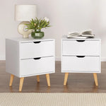 Artiss 2X Bedside Table 2 Drawers - BODEN White - Furniture > Bedroom > Bedside Tables