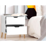 Artiss 2X Bedside Table 2 Drawers - BODEN White - Furniture > Bedroom > Bedside Tables
