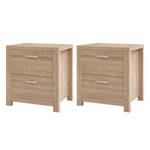 Artiss 2x Bedside Table 2 Drawers - MAXI Pine - Furniture > Bedroom > Bedside Tables