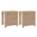 Artiss 2x Bedside Table 2 Drawers - MAXI Pine - Furniture > Bedroom > Bedside Tables