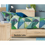 Artiss 2x Bedside Table 2 Drawers - MAXI Pine - Furniture > Bedroom > Bedside Tables