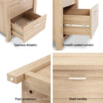 Artiss 2x Bedside Table 2 Drawers - MAXI Pine - Furniture > Bedroom > Bedside Tables