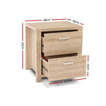 Artiss 2x Bedside Table 2 Drawers - MAXI Pine - Furniture > Bedroom > Bedside Tables