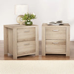 Artiss 2x Bedside Table 2 Drawers - MAXI Pine - Furniture > Bedroom > Bedside Tables