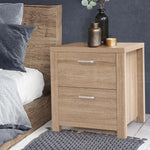 Artiss 2x Bedside Table 2 Drawers - MAXI Pine - Furniture > Bedroom > Bedside Tables