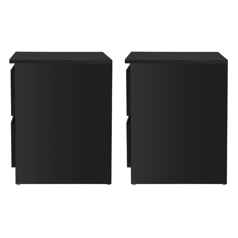 Artiss 2x Bedside Table 2 Drawers - PEPE Black - Furniture > Bedroom > Bedside Tables