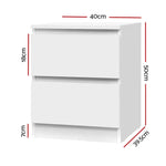 Artiss 2x Bedside Table 2 Drawers - PEPE White - Furniture > Bedroom > Bedside Tables
