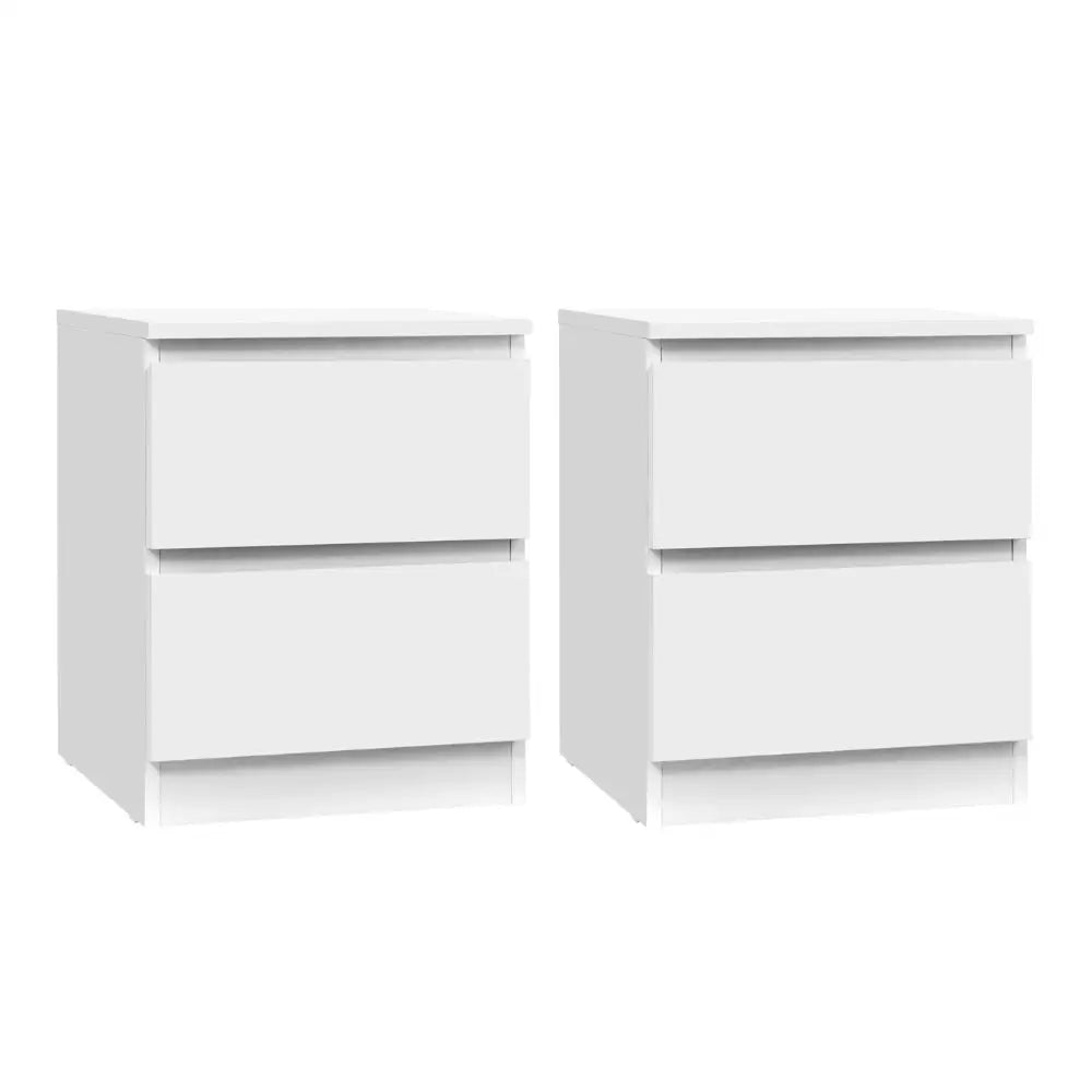 Artiss 2x Bedside Table 2 Drawers - PEPE White - Furniture > Bedroom > Bedside Tables