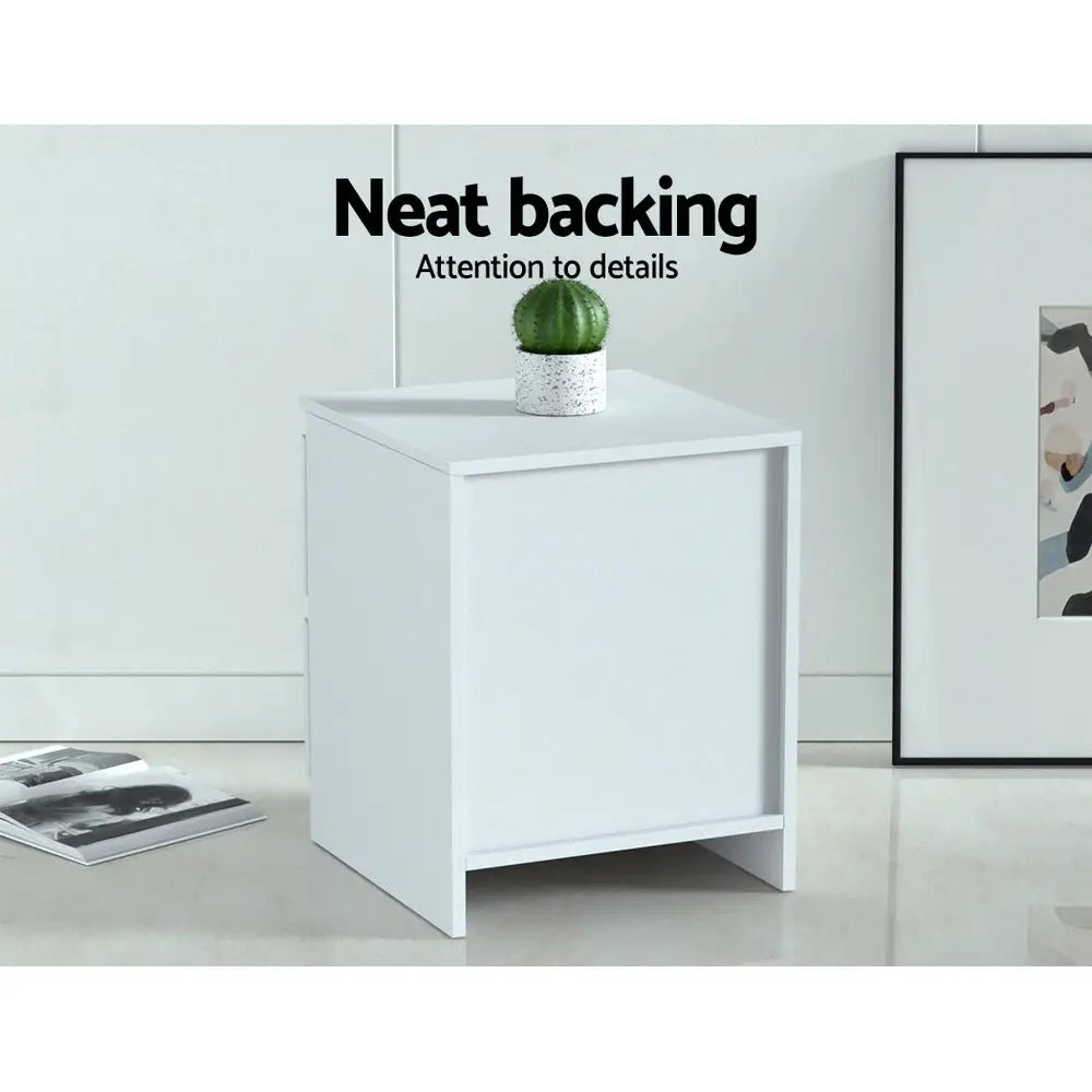 Artiss 2x Bedside Table 2 Drawers - PEPE White - Furniture > Bedroom > Bedside Tables