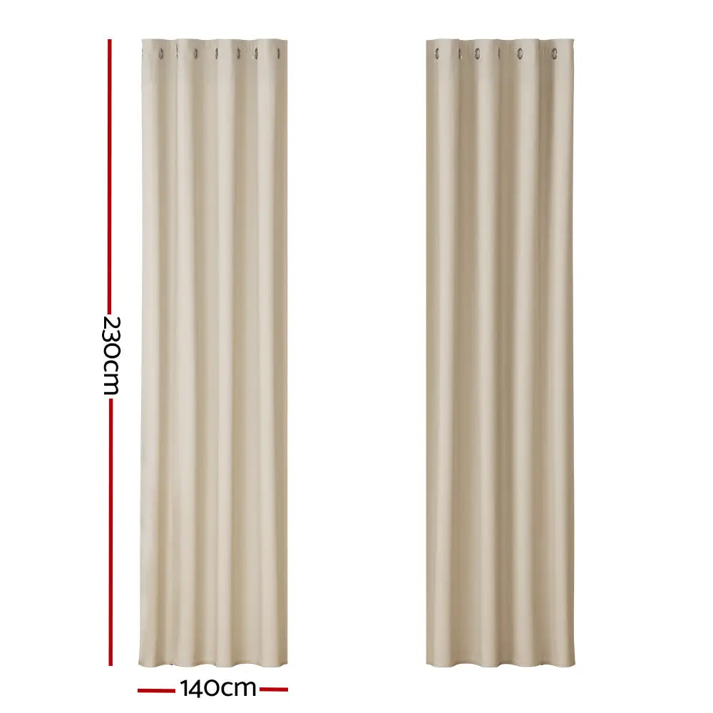 Artiss 2X Blockout Curtains Eyelet 140x230cm Beige - Home & Garden > Curtains