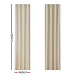 Artiss 2X Blockout Curtains Eyelet 140x230cm Beige - Home & Garden > Curtains