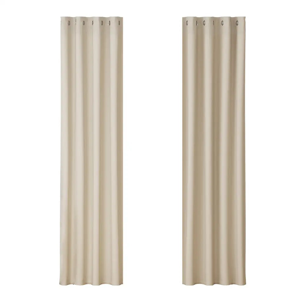 Artiss 2X Blockout Curtains Eyelet 140x230cm Beige - Home & Garden > Curtains