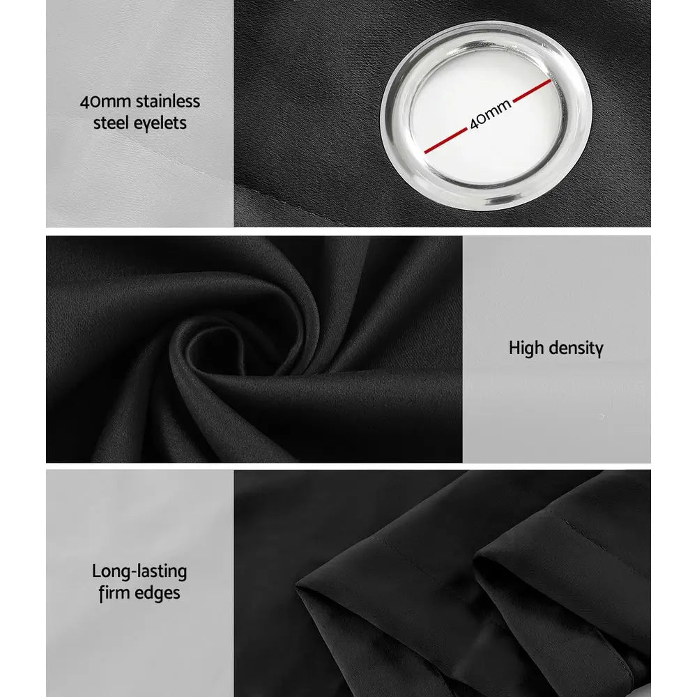 Artiss 2X Blockout Curtains Eyelet 140x230cm Black - Home & Garden > Curtains