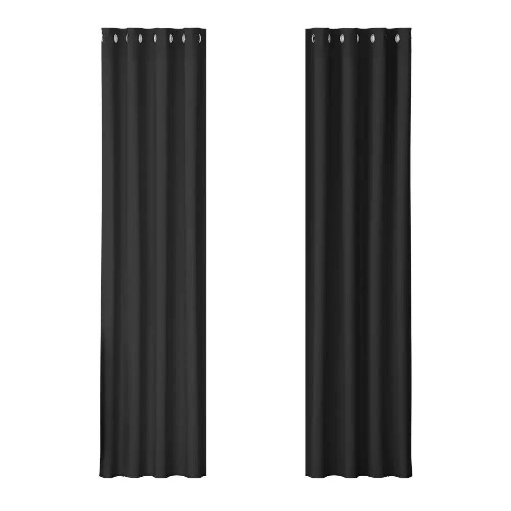 Artiss 2X Blockout Curtains Eyelet 140x230cm Black - Home & Garden > Curtains