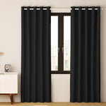 Artiss 2X Blockout Curtains Eyelet 140x230cm Black - Home & Garden > Curtains