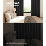 Artiss 2X Blockout Curtains Eyelet 140x230cm Black - Home & Garden > Curtains