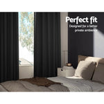 Artiss 2X Blockout Curtains Eyelet 140x230cm Black - Home & Garden > Curtains