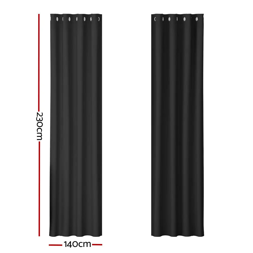 Artiss 2X Blockout Curtains Eyelet 140x230cm Black - Home & Garden > Curtains