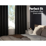 Artiss 2X Blockout Curtains Eyelet 140x230cm Black Shine - Home & Garden > Curtains