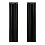 Artiss 2X Blockout Curtains Eyelet 140x230cm Black Shine - Home & Garden > Curtains