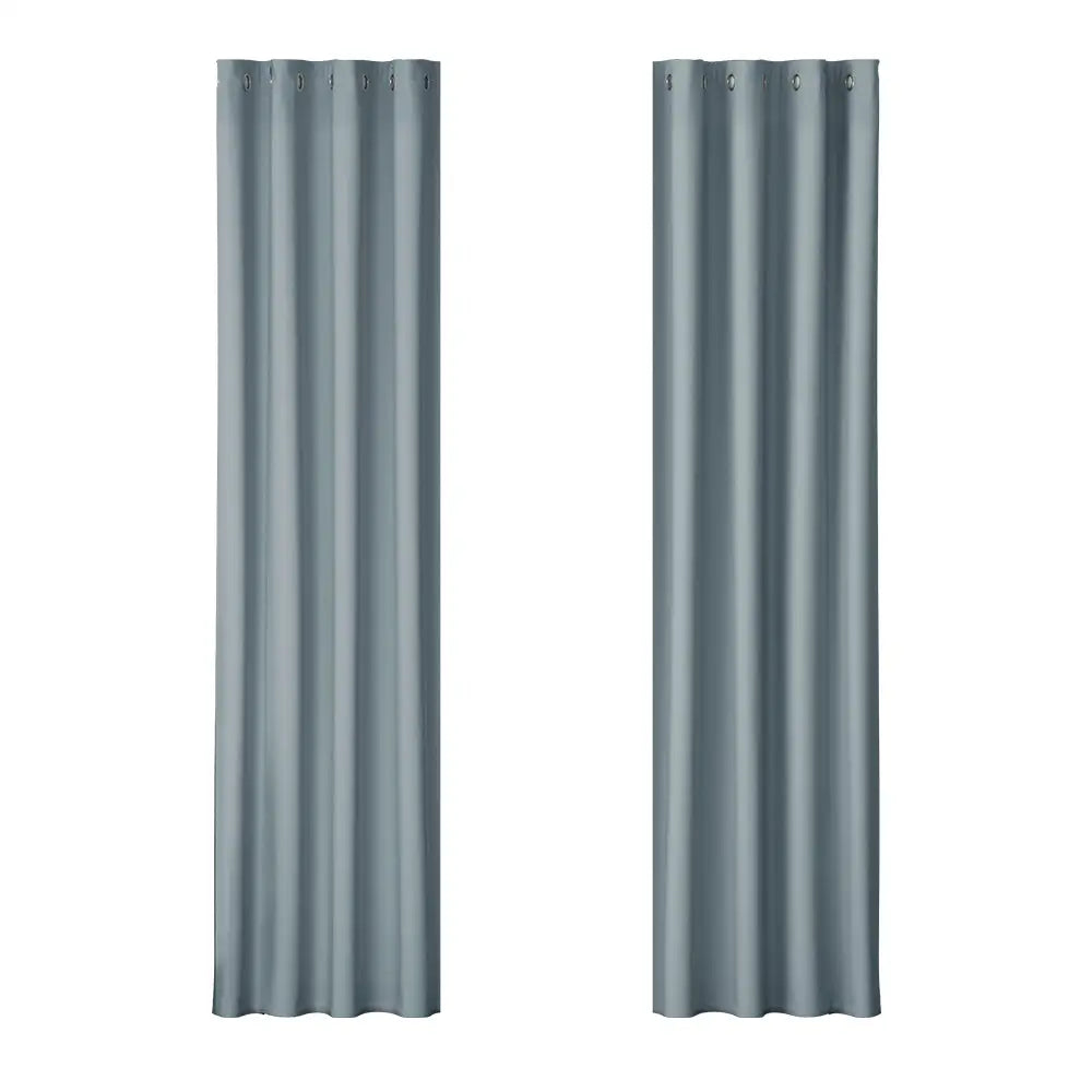 Artiss 2X Blockout Curtains Eyelet 140x230cm Grey - Home & Garden > Curtains