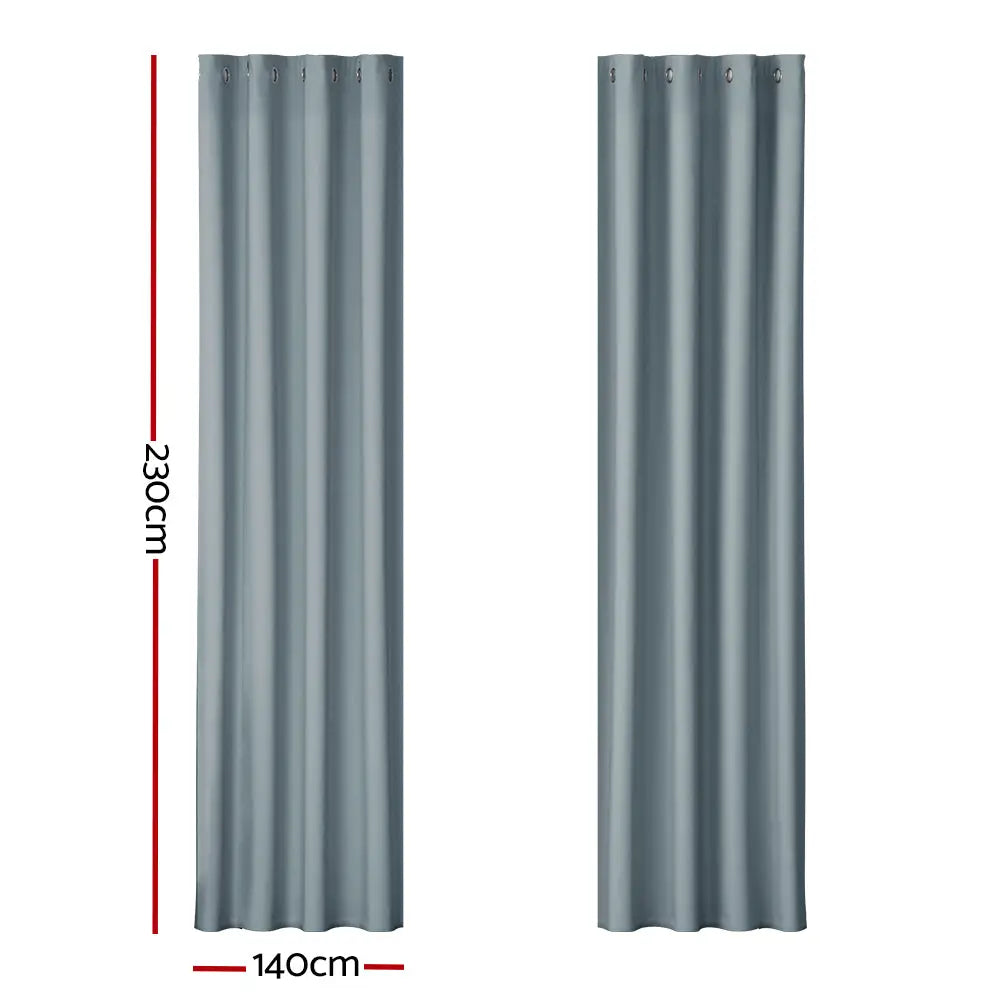 Artiss 2X Blockout Curtains Eyelet 140x230cm Grey - Home & Garden > Curtains
