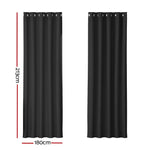 Artiss 2X Blockout Curtains Eyelet 180x213cm Black - Home & Garden > Curtains