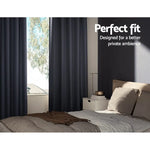 Artiss 2X Blockout Curtains Eyelet 180x213cm Charcoal - Home & Garden > Curtains