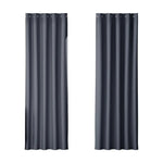 Artiss 2X Blockout Curtains Eyelet 180x213cm Charcoal - Home & Garden > Curtains