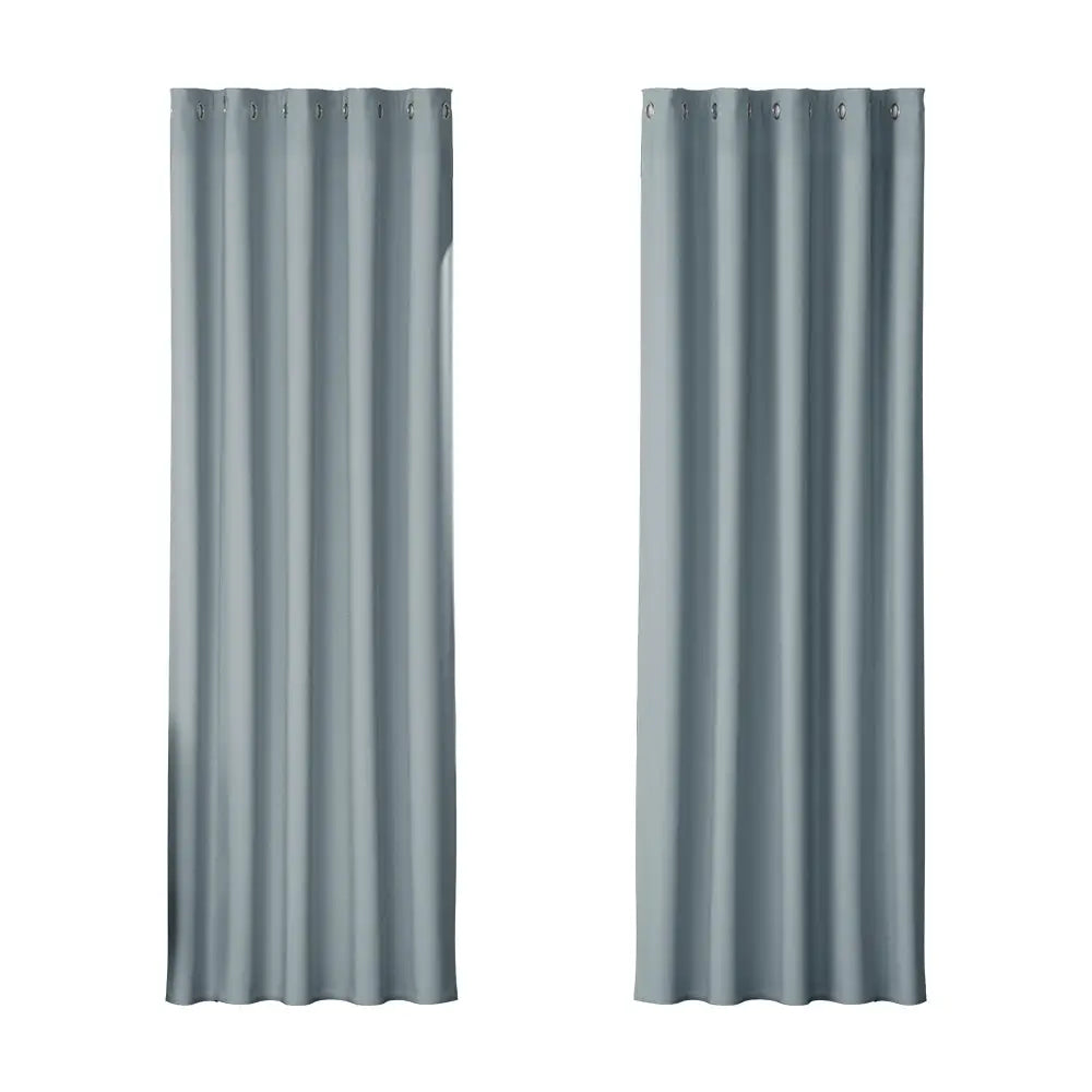 Artiss 2X Blockout Curtains Eyelet 180x213cm Grey - Home & Garden > Curtains