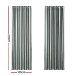 Artiss 2X Blockout Curtains Eyelet 180x213cm Grey Shine - Home & Garden > Curtains