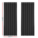 Artiss 2X Blockout Curtains Eyelet 240x230cm Black - Home & Garden > Curtains