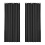 Artiss 2X Blockout Curtains Eyelet 240x230cm Black - Home & Garden > Curtains